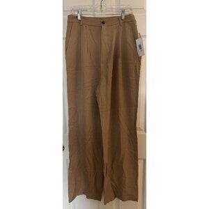 REFORMATION Mason Pant Tan Pleated Pockets Wide Leg Trousers Sz 10 Workwear NWT